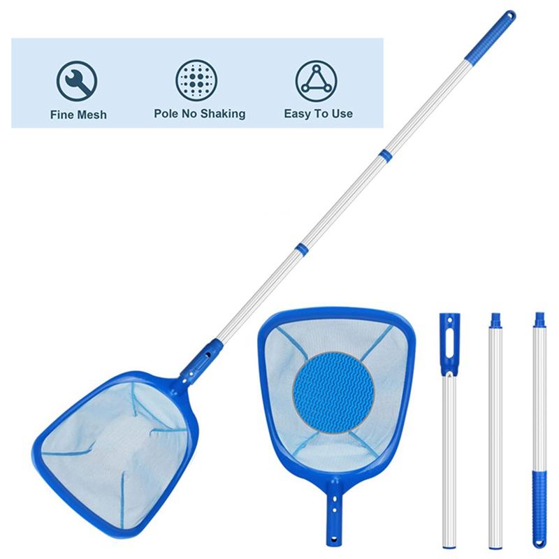 Good-Pool Filter With Telescoping Aluminum Pole And Nylon Medium Fine Mesh Cleaning Tool To Remove Leaves And Debris