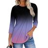 Women's Fashion Casual 3/4 Sleeve Tops Pleated Fashion Clothing T-shirt Tops
