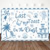 Mocsicka Last Toast On The Coast Bachelorette Backdrop Blue Coastal Sketch Photography Background Beach Sketch Summer Banner