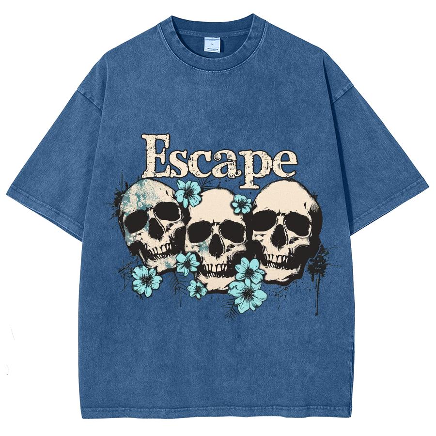 

Забавный стиль Три Черепа Принт Женская футболка Круглый вырез Хлопок Стирка Половина рукава Летний дизайн High Street Топ унисекс 3XL