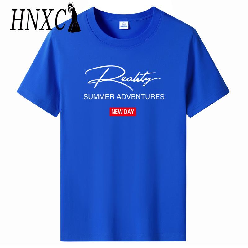 HNXC Cotton Short Sleeve T-shirt Men's Fashion Loose Half Sleeve Shirt Printed Compassionate Shirt