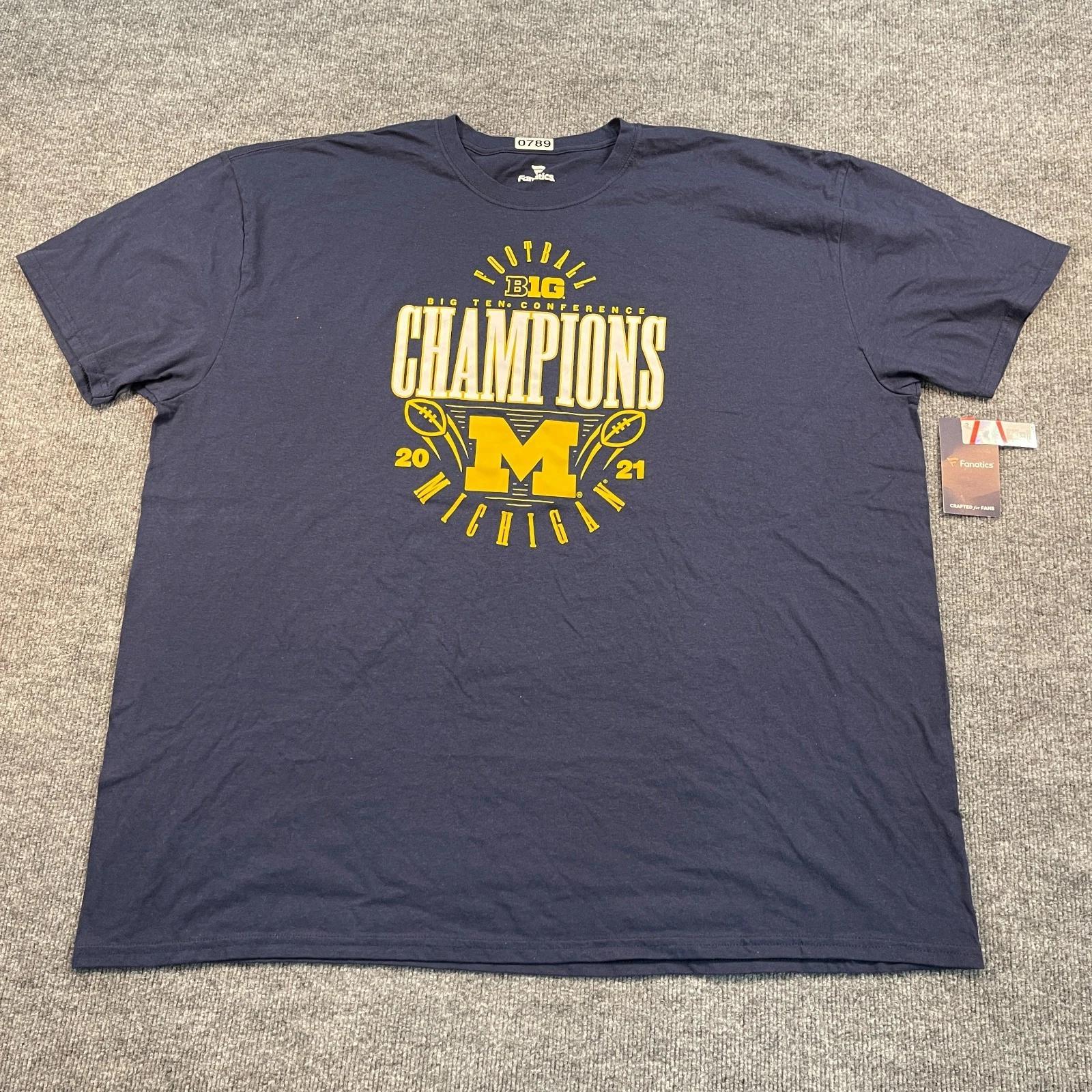 NWT Fanatics Michigan Wolverines Shirt 4XL 30x33 Big-Ten Conference Champions 3XL