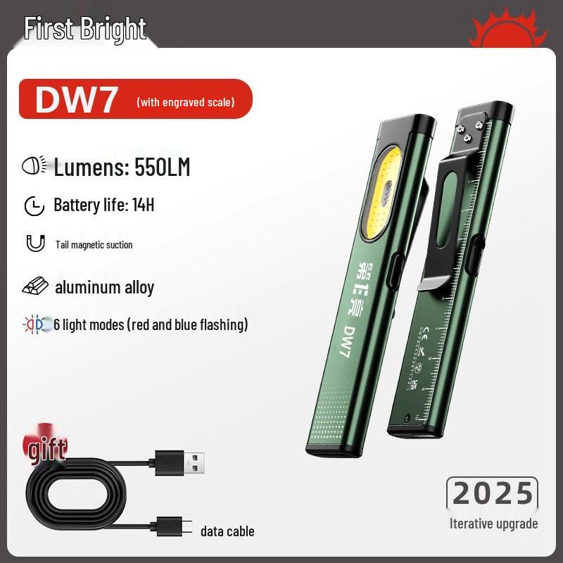 Ultra-Thin Magnetic Dual-Light Flashlight: High-Intensity, Portable, Mini Pen Light with Cap Clip and Long Battery Life for Auto Repair
