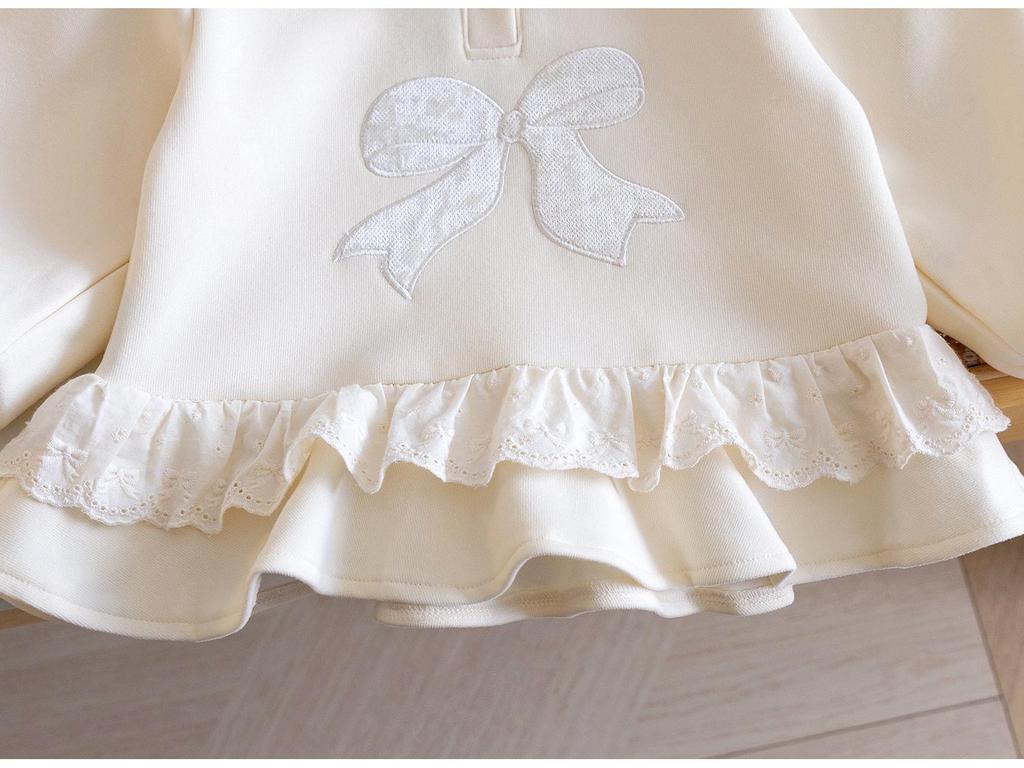 Girls' Cute Peter Pan Collar Sweatshirt - New Autumn Fashion Polo Shirt with Bow