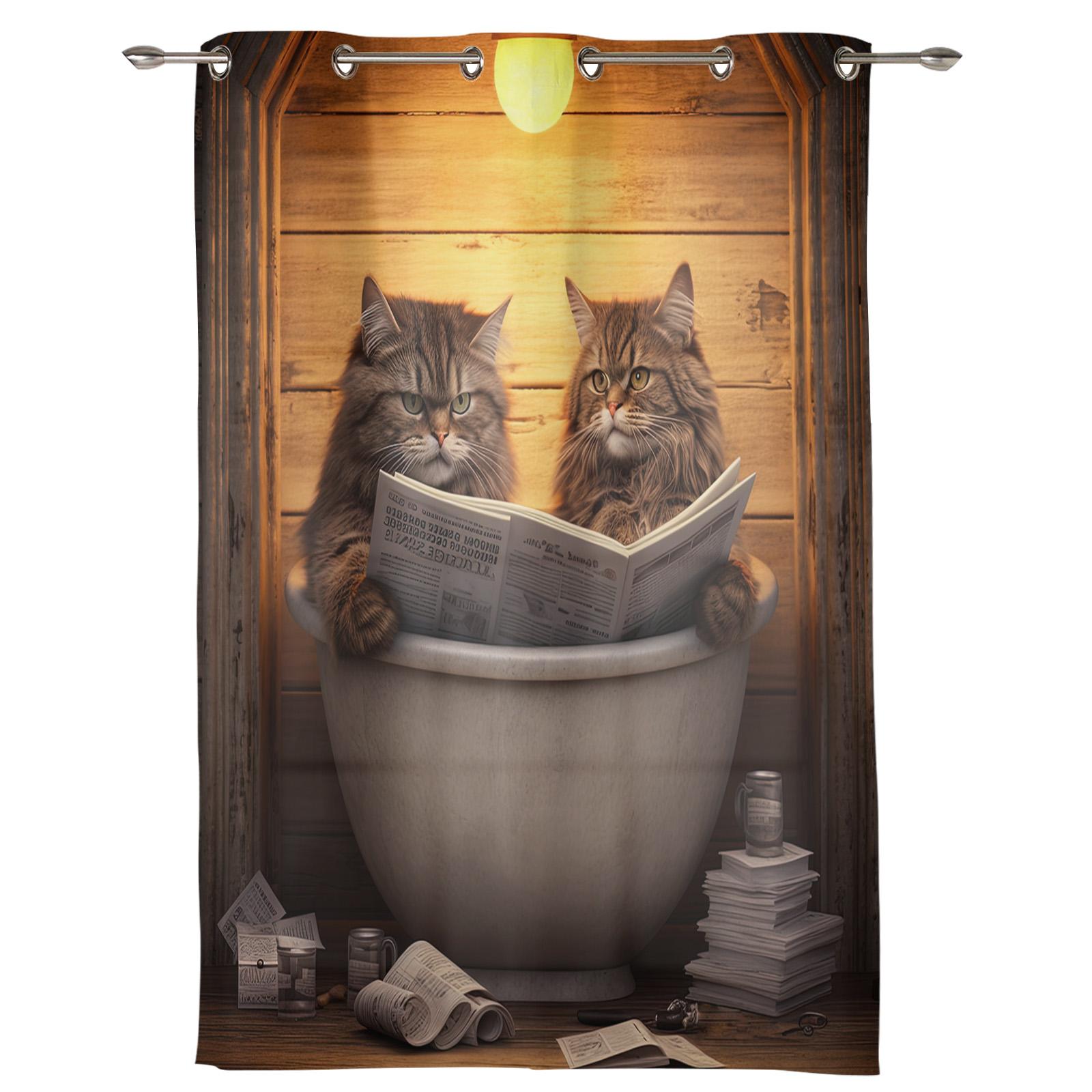 Кошка Газета Шторы для ванной для спальни гостиной оконные шторы жалюзи кухня домашний — фото 2