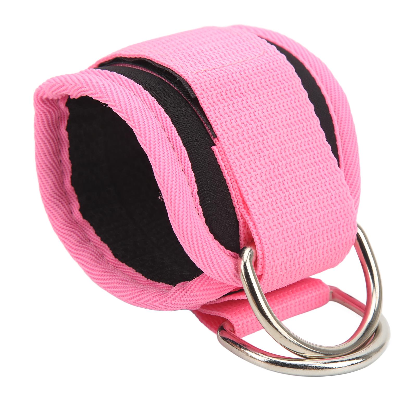 Tobillera de Fitness Entrenador de Fuerza de Piernas con Anillas Dobles en D y Correas de Goma para Hombres y Mujeres Rosa color rosa
