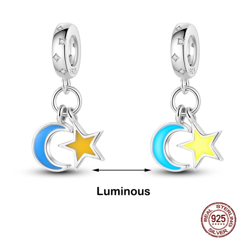 silver-plated Glow in the dark Firefly Honeybee Star Charms Beads Fit Qikaola Original Bracelets Fine DIY Jewelry Gift