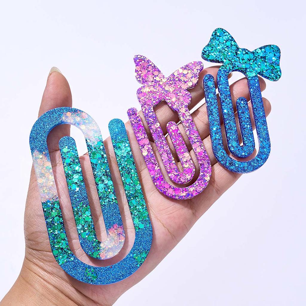 DIY Paper Clip Holder Mirror Silicone Mold for UV Epoxy Resin Bookmark Office Supplies Casting Molds Jewelry Craft Gift Making