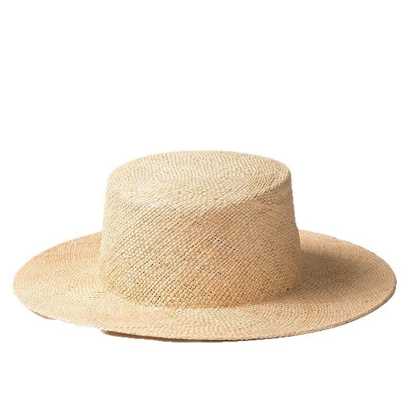 Niche Baocao Flat Edge Flat Top Straw Hat Women's Spring and Summer Travel Sunshade Sunscreen UV Ultraviolet Temperament