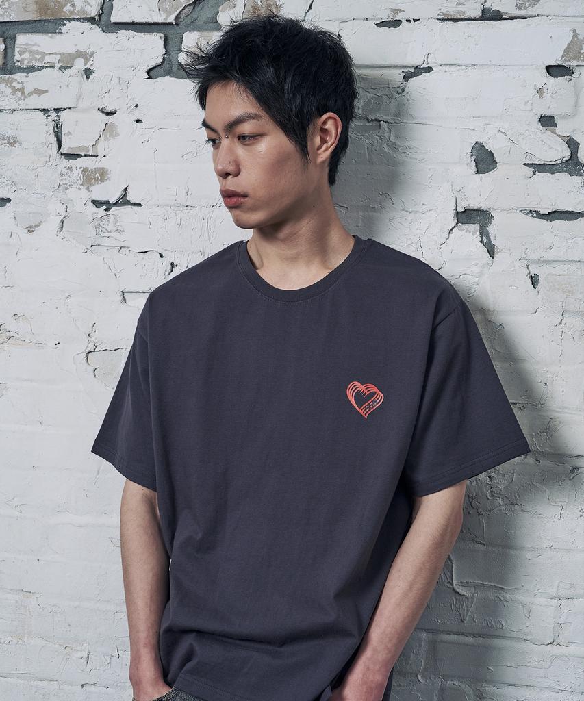 Peideu [Set] Pd Small Heart Cats Short Sleeve T-Shirt 2-Piece Package