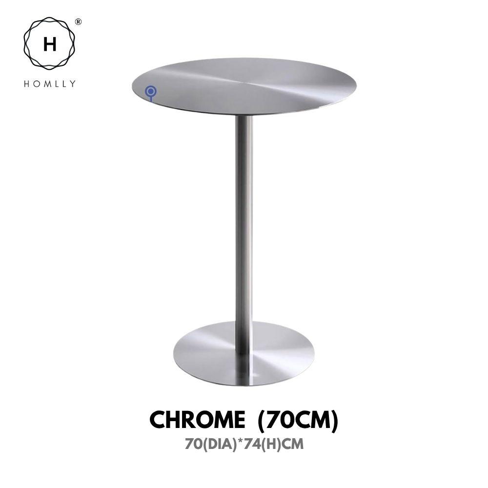 Homlly Tonii Stainless Steel Round Slim Table (40-70cm Diameter)