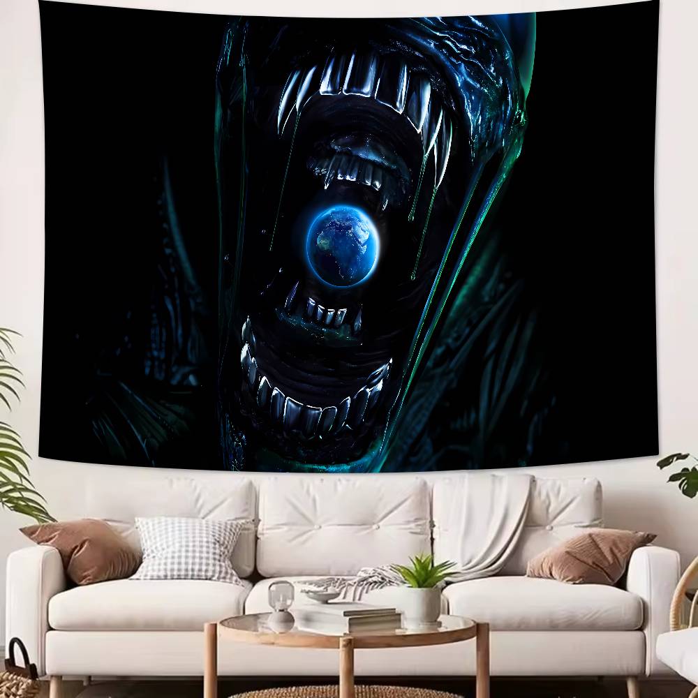 Science Fiction Horror Movie Alien Tapestry Decoration Bedroom Dormitory Background Cloth Holiday Home Living Room Club Tapestry