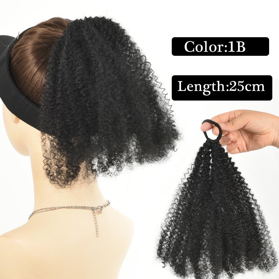 

Elastic Rubber Band Ponytail Extended by 10 inches Short African Curly Ponytail African Women Fluffy Ponytail Synthetic Wig
