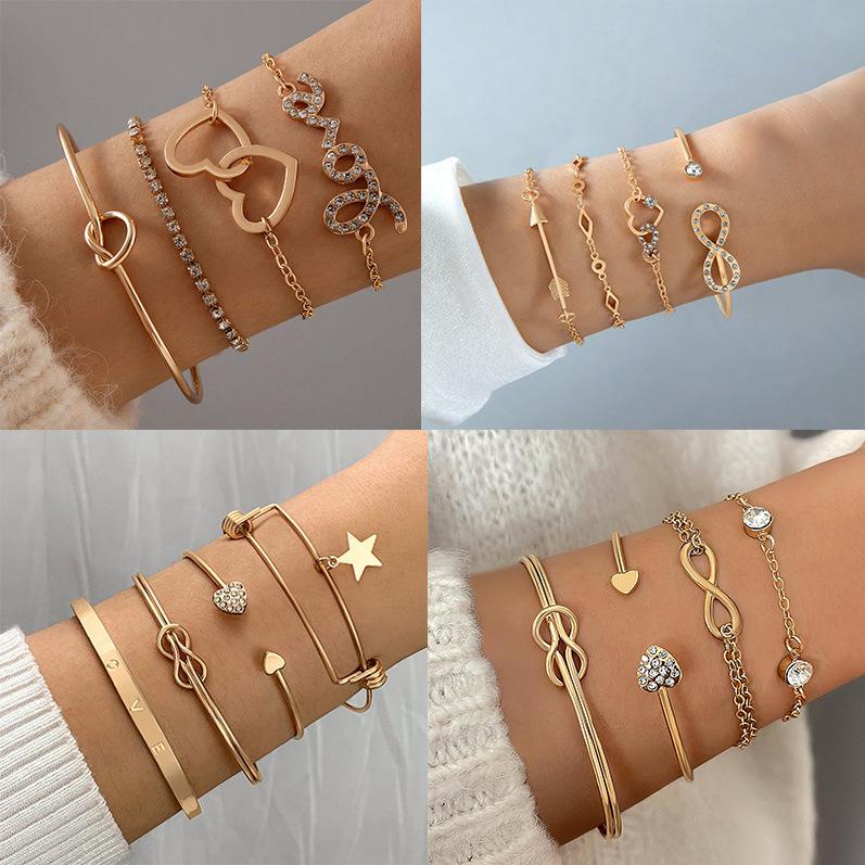 Jewelry Creative Love Diamond Bracelet Set Simple Arrow Bracelet Four-piece Female