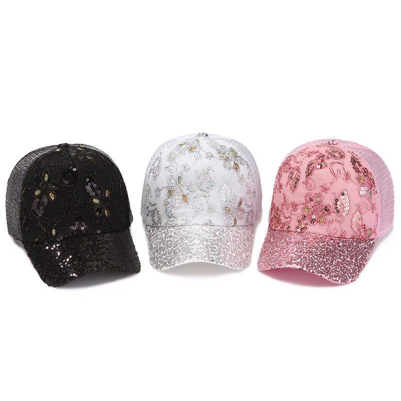 Hat Women's Summer Breathable Mesh Hat Shining Baseball Hat Fashion Duck Tongue Hat Sunshade Sun Cap Dome