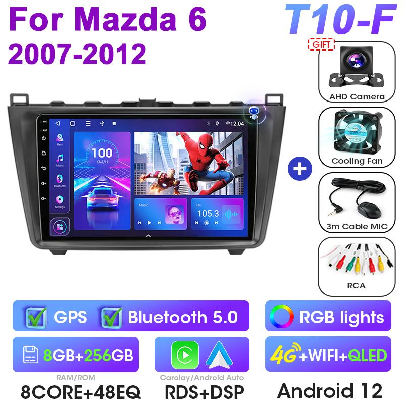 2 Din Android 12 Car Radio For Mazda 6 Rui Wing 2007 - 2012 Multimedia Video Player GPS 4G Carplay Auto Stereo RDS DVD Head Unit