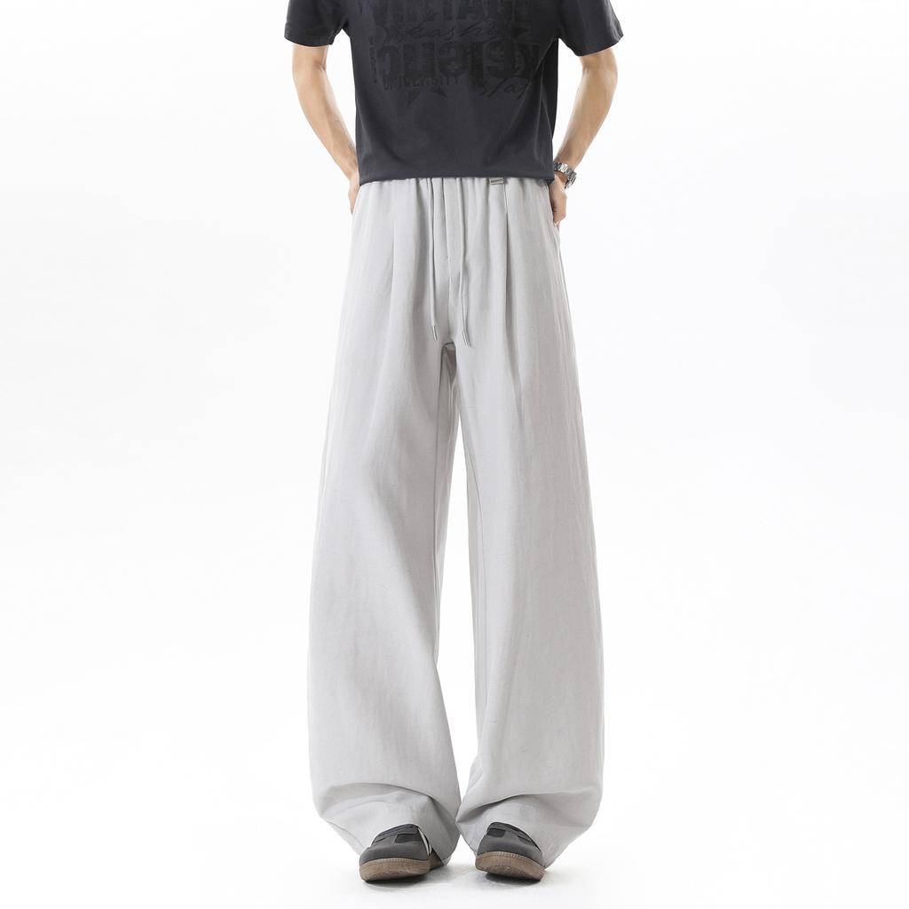 Summer new Lyocell Tencel casual pants refreshing and breathable loose wide-leg pants thin cotton and linen long pants