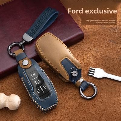 For Ford Key Cover Genuine Leather Case for Focus Fiesta Mondeo Escape Edge Taurus Kuga with Snap Button