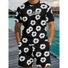Set Casual da Uomo con Stampa Digitale 3D, Manica Corta e Pantaloncini - Moda Estiva Set Sportivo da Uomo con Fiore Bianco Totem Los Angeles