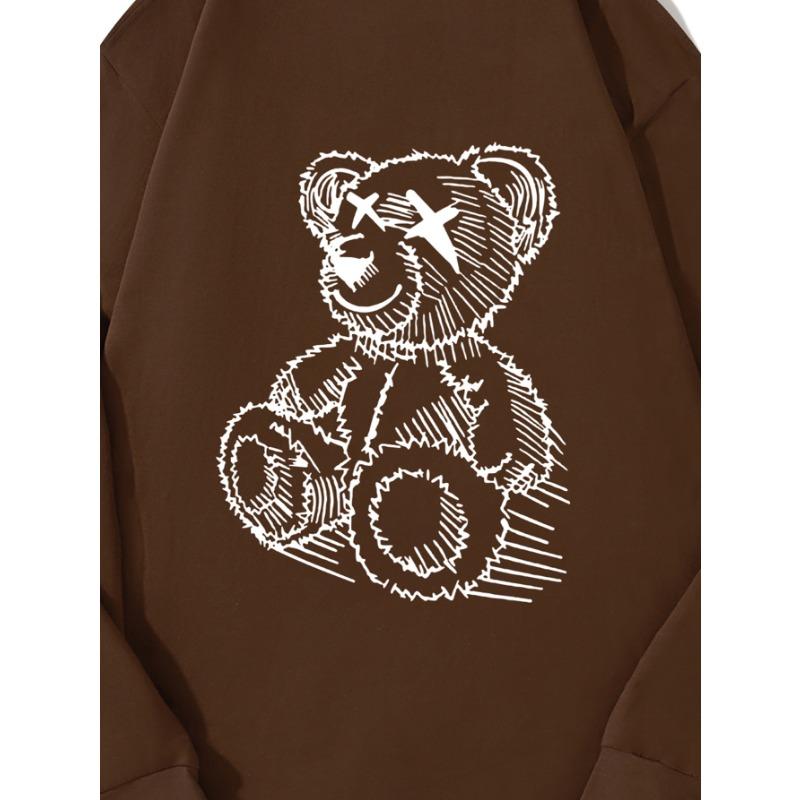 Осенняя одежда Sitting Bear с длинными рукавами из чистого хлопка, новый мужской и женский топ, весенний внутренний слой, базовая рубашка, футболка с круглым вырезом и длинными рукавами