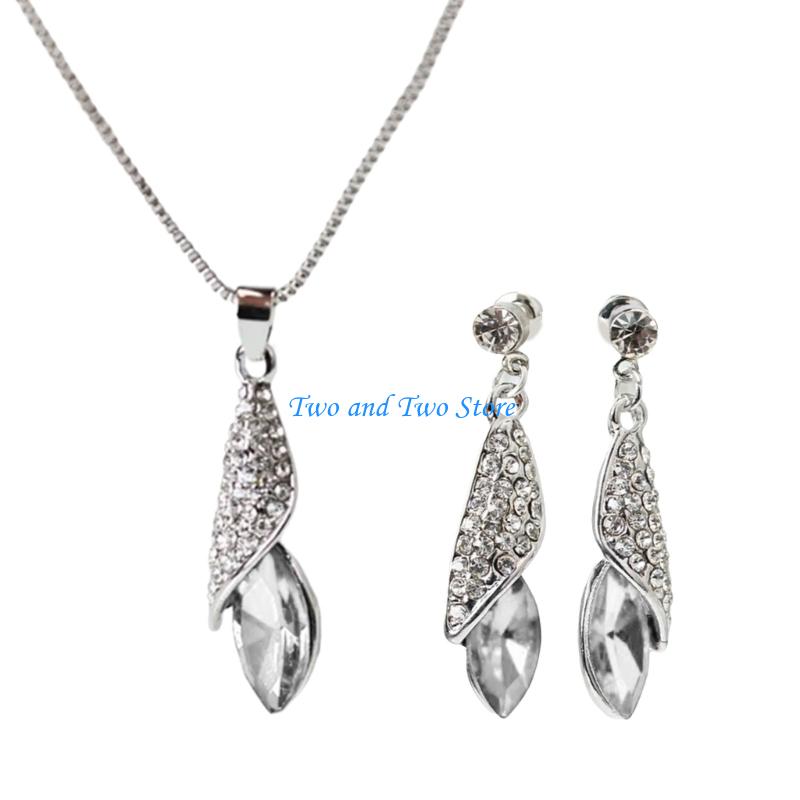 HX6F Fashion Asymmetrical Jewelry Set Charm Necklace and Earrings Alloy Texture белый