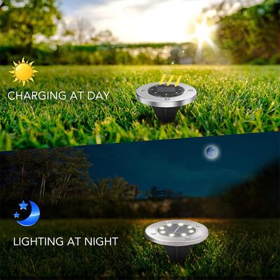 4PCS Solar Ground Lights Waterproof Solar Lights Outdoor Garden Solar Disk Lights 8LED Ground Lights for Landscape Pathway Yard