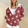 Women's Christmas Printed Sweatshirt Winter Long Sleeve Cardigan Jacket With Pockets Zipper Hoodie Outerwear