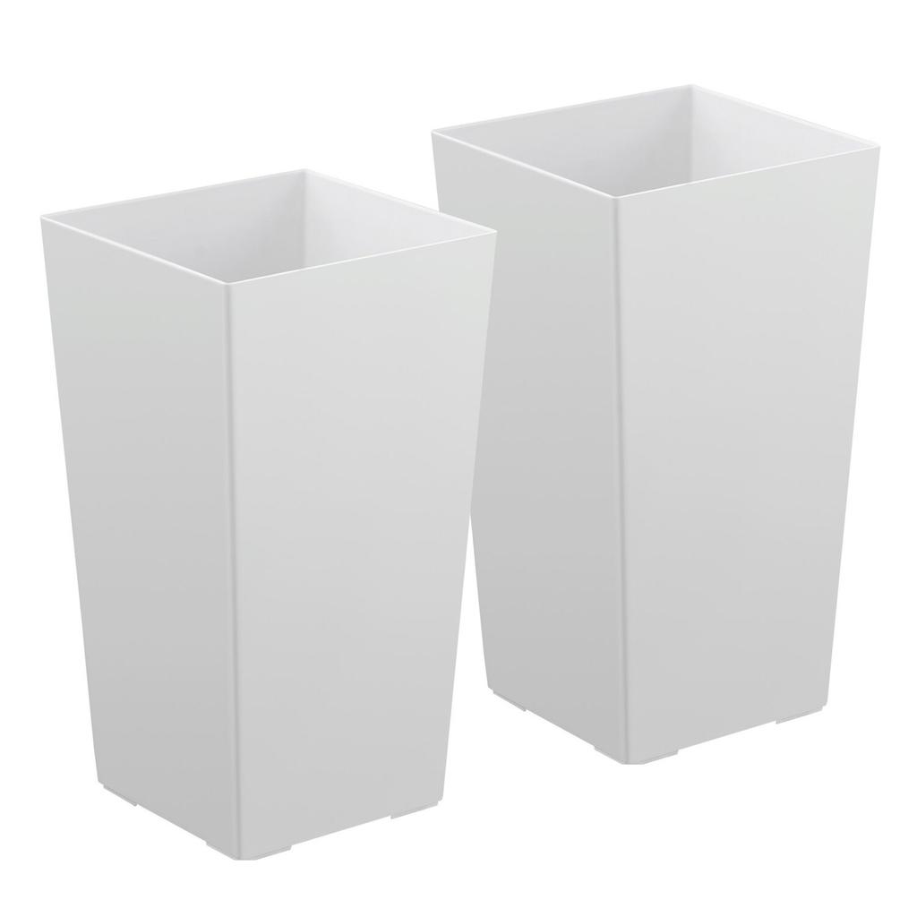 Tall Planters Set of 2, 550 Mm Large Outdoor Taper Planters for Outdoor Indoor Plants, Front Porch Plastic Modern Flower Pots with Casters, Inner Pot