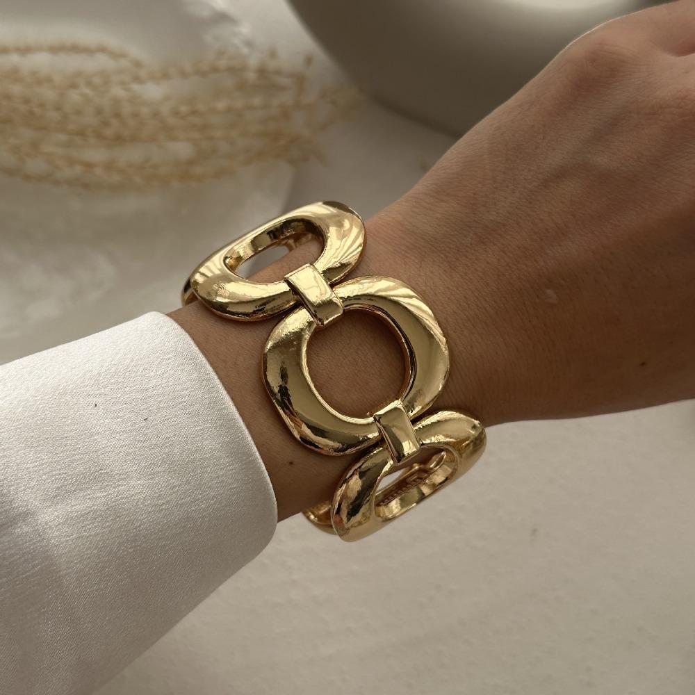 Gold Silver Geometric Spring Bangles Water Drop Cuff Wide Bangles  Chunky Bangles