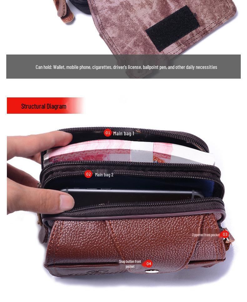 Cross-Border Men's Waterproof Anti-Theft Phone & Coin Belt Waist Pack