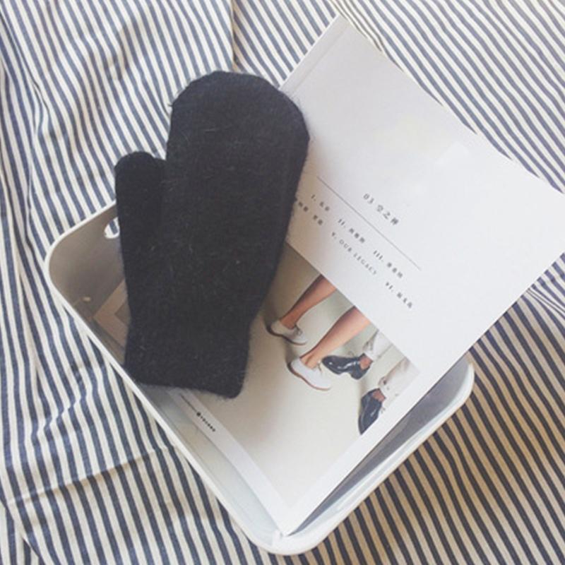 Women Winter Warm Cashmere Gloves Elastic Full Finger Mittens Soft Rabbit Fur Warm Plush Gloves Girls Knitted Riding Gloves