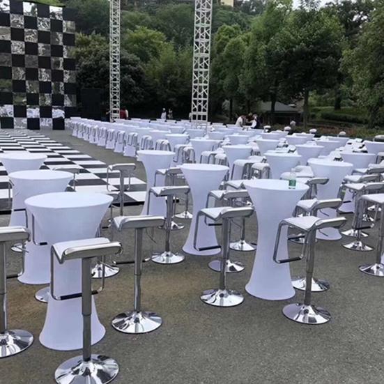 Yousheng Cocktail Table Cover Solid Color Design High Elastic Oil-Proof Universal Fit Simple Installation Round High Top Table Cloth