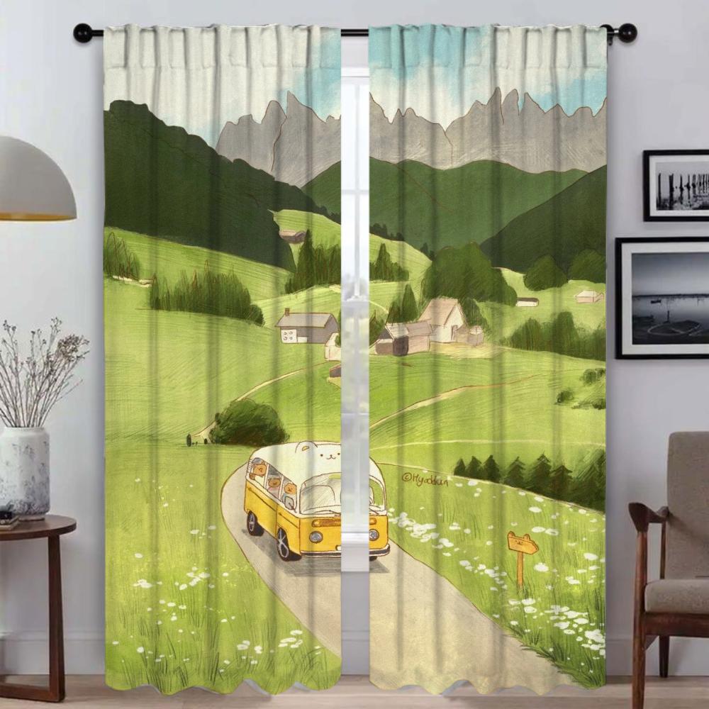 Tulle Albero Estivo per Camera da Letto Tende da Cucina per Camera Tenda Soggiorno Decorazione Halloween Tende a Rullo Tende per Interni Casa
