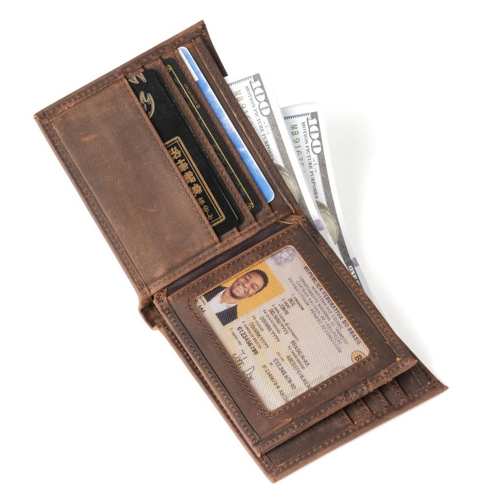 2025 Men's RFID Blocking Bifold Wallet Full-Grain Cowhide Leather Multi-Card Slots & Coin Pocket for Business/Daily/Travel