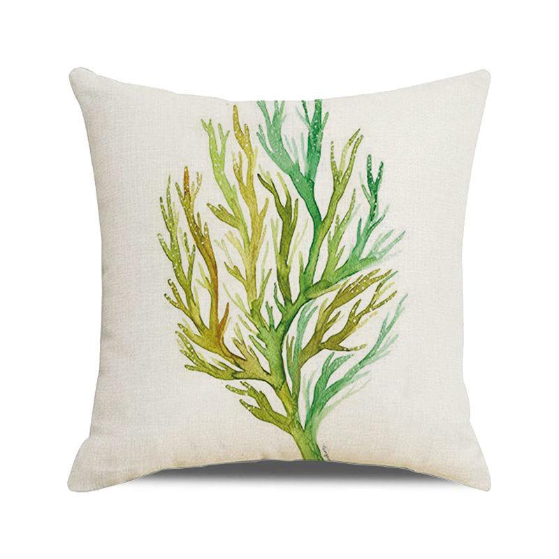 Watercolor Painting of Coral Marine Creatures Digital Printing Short Plush Pillow Covers for Car Sofa Office Cushion Cover