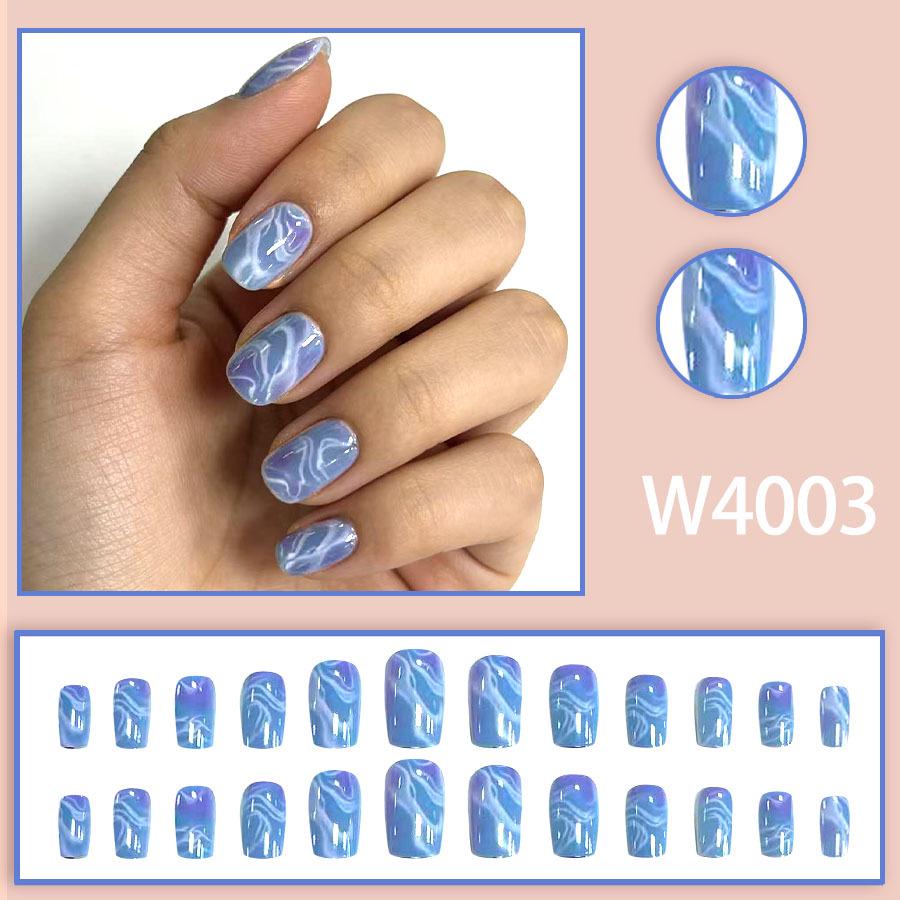Blue Ripple Gradient Stylish Ins Style 24-Piece Wearable Manicure Set