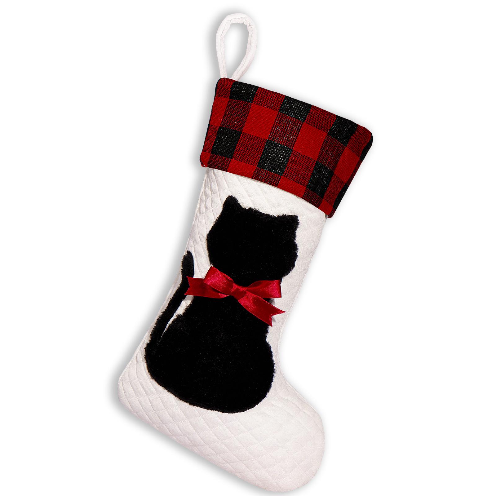 Red & Black Plaid Pet Christmas Stockings for Dogs & Cats - Festive Gift Bags Ornaments