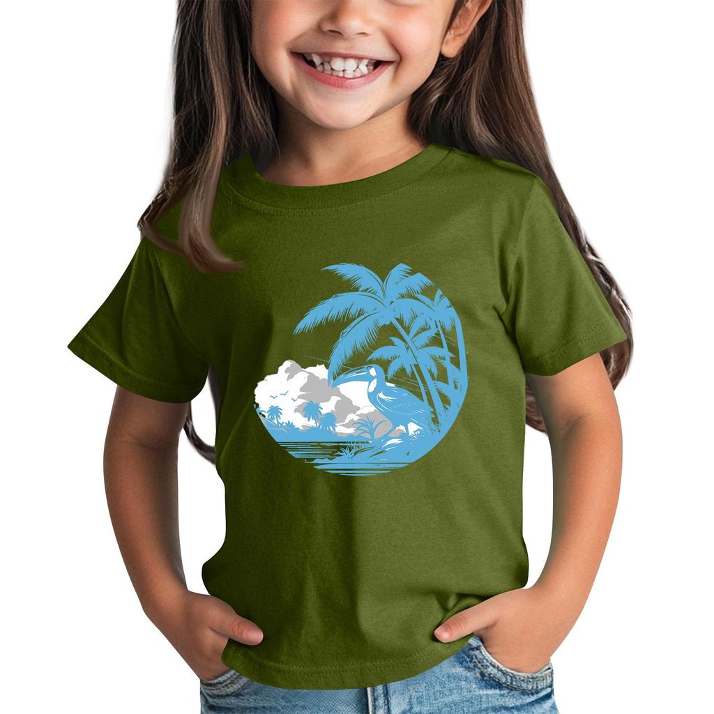 Kindermode Täglich Bedrucktes Rundhals Kurzarm Lässiges T-Shirt Top