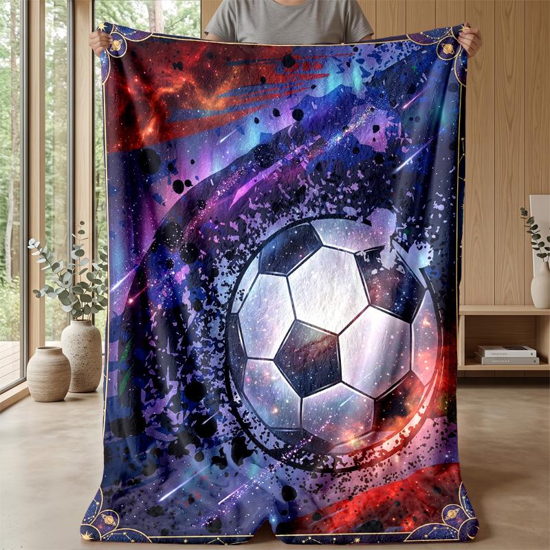 Space Soccer Ball Theme blanket Lightweight Warm Flannel Blanket Decorative Throw Blanket for Home Decoration