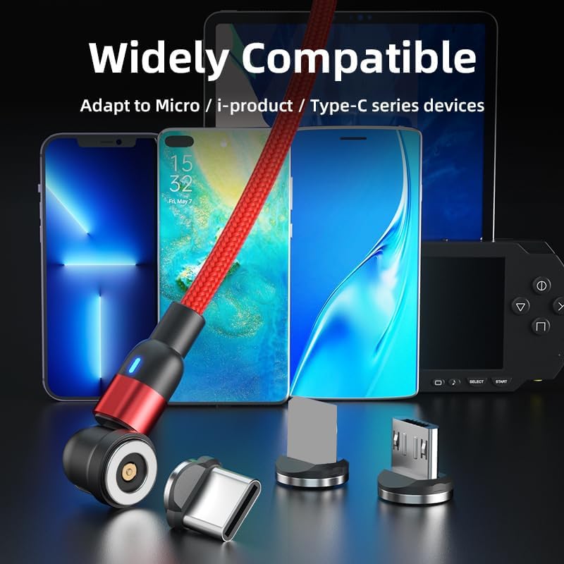 Magnetic Charging USB Cable of 3 2m Micro USB Micro USB Cable 2m Cable, 3-in-1 [Set (1m + + 3m)] 360° + 180° Rotation, Magnetic, Dustproof,