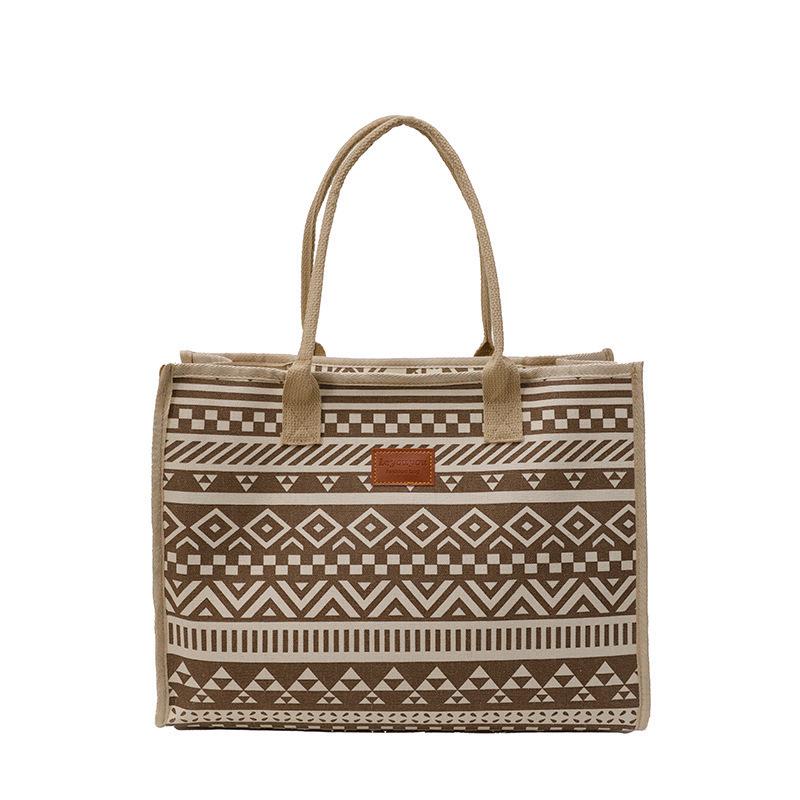 Canvas-Tasche im Ethno-Stil: Handtasche mit großem Fassungsvermögen für Damen