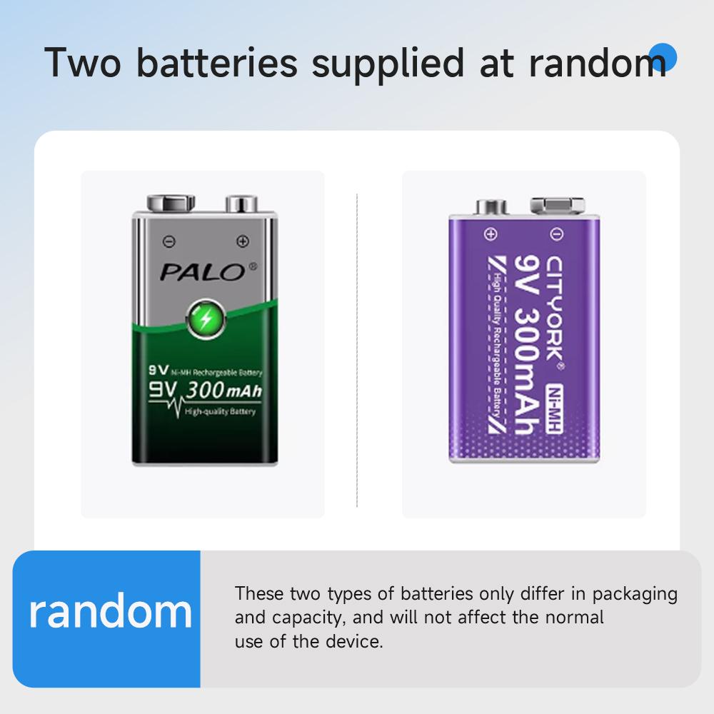 PALO Încărcător inteligent pentru baterii reîncărcabile AA AAA pentru baterie NI-MH 9V 6F22 cu 2 bucăți baterie 9V 300mah pentru Carmera