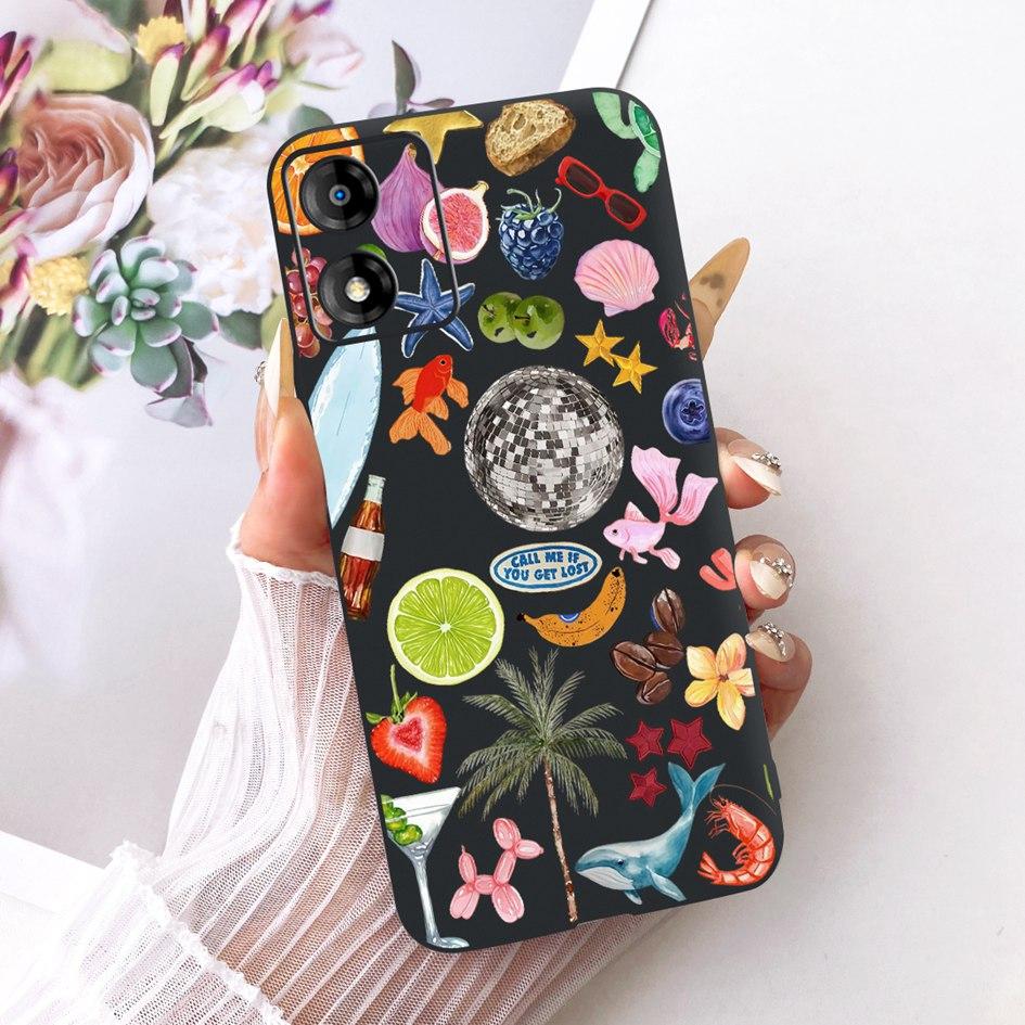 For Motorola Moto E13 Case Fashion Butterfly Flower Soft Black Silicone Cover Shockproof Shell For Motorola Moto E14 E 14 Fundas