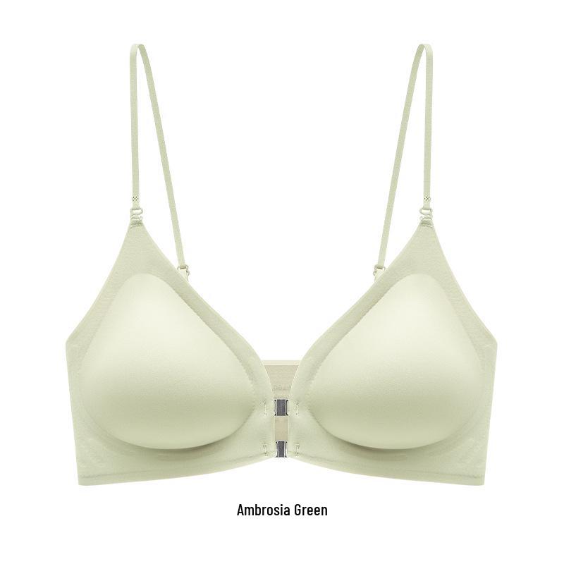 Front Buckle Push-Up Bra for Small Busts with Side Support and Anti-Sagging Features
