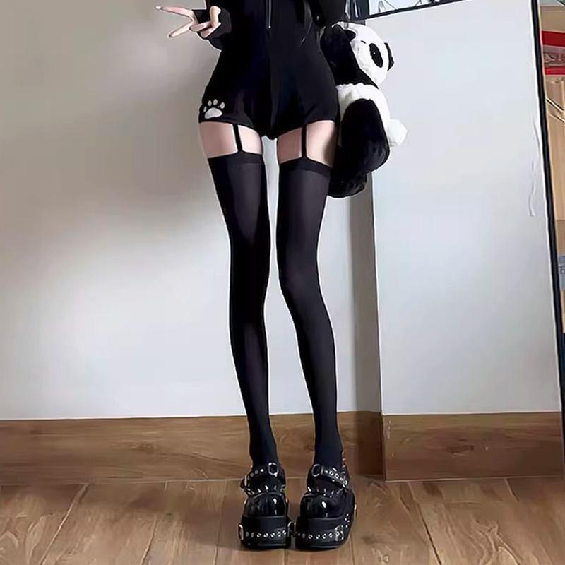 

Ballet-Inspired Over-The-Knee Bodysuits Lace Stockings Y2K Sexy Girl чёрный