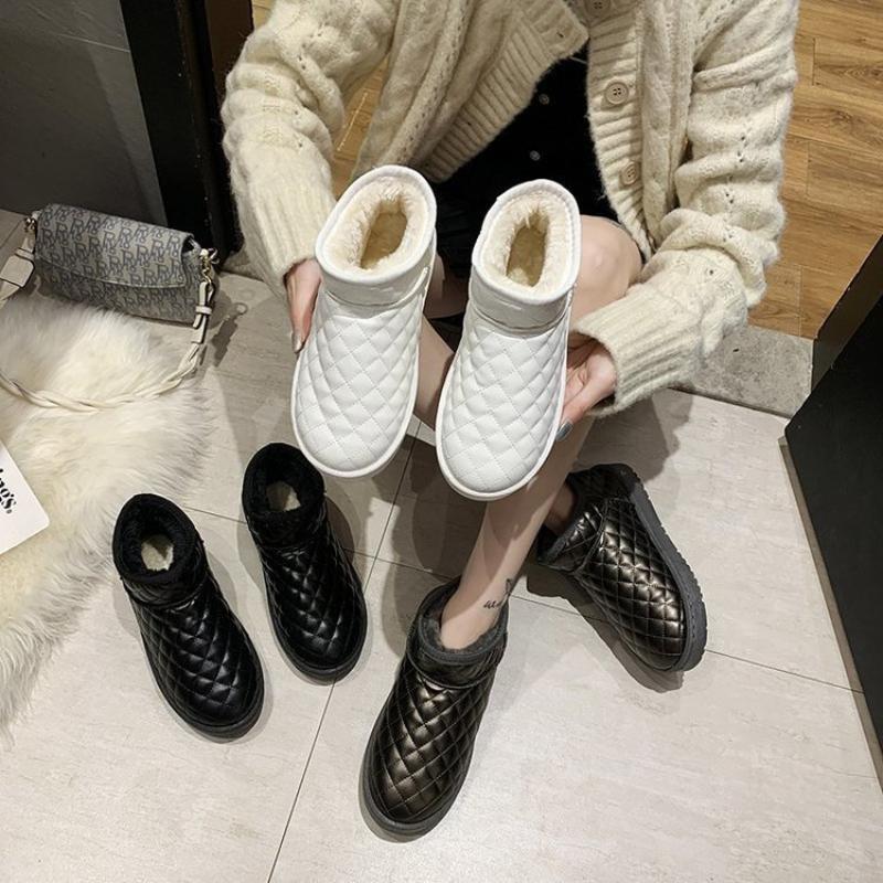 Waterproof Snow Boots Lovers Bread Shoes Leather Warm Winter Plus Velvet Non-Slip Women'S Cotton Shoes Plus Size Boots