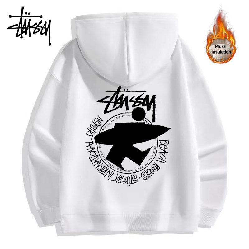 

Stussy 2023 Autumn/Winter Men s and Women s Thickened and Velvet Insulated High Quality Cotton Stussy Surfboard Printed Hoodie
