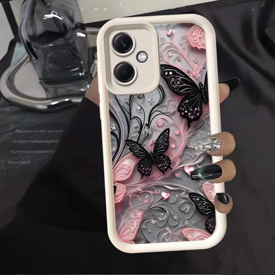 Case for Xiaomi Redmi Note 14 Pro Plus 13C 14C 12s 11 11s 12 A1 A2 A3 A4 Note 13 10 12C Phone Cover Black Butterfly Pattern
