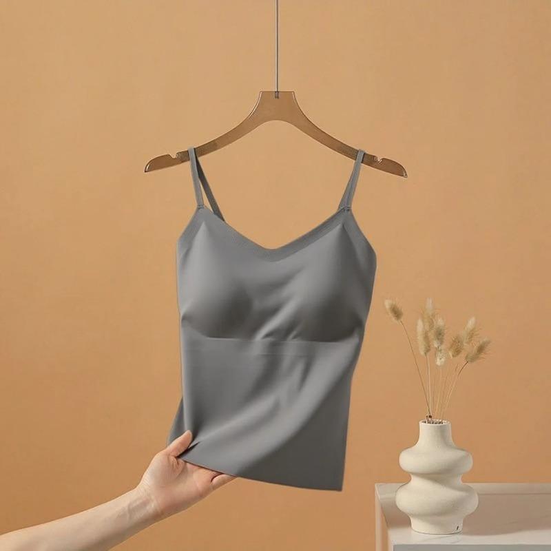 Canottiera da Donna con Spalline Sottili e Reggiseno Imbottito Integrato Top Interno Pezzo Unico