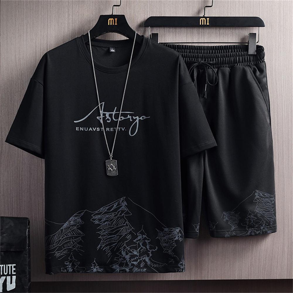 Summer 3d Print Men Tracksuits Casual 2 Piece Set For Men Plus Size O Neck Men's T Shirt Shorts Set Sleeve Leisure Men Outfit